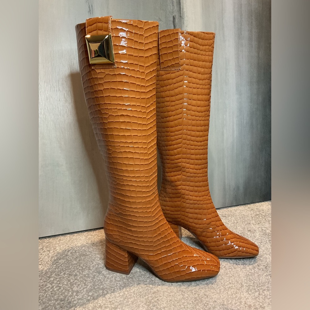 Katy Perry The Geminni Knee High Boots Dark Blush Croc - Size 7.5 (NIB) - Picture 4 of 16